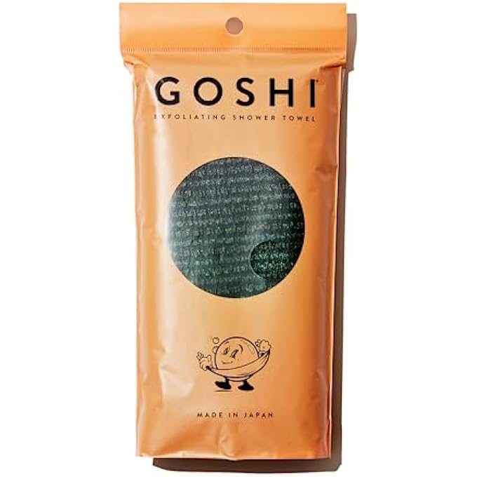GOSHI Exfoliating Shower Towel - Rip-Resistant Exfoliating Washcloth for All Skin Types - Moss Green - Made in Japan - Image 1
